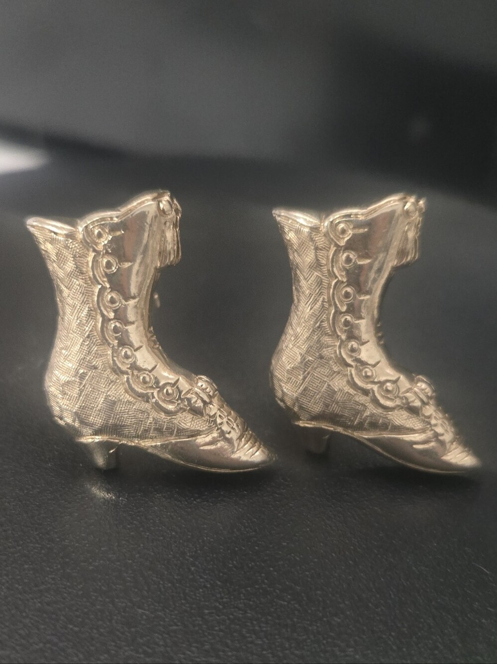 Vintage Goldtone Victorian Style Saloon Girl Boot Cufflinks